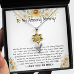 Mommy Necklace, To My Amazing Mommy Gift Necklace, 1st Mother’s Day Present For New Mom From New Born Baby, Sentimental Gift From Baby To Mom, New Mommy Gift Sunflower Pendant Necklace