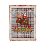 Personalized Gift Plaid Tartan Blanket Clan Clayton With Moose Lover Xmas Gift Santa Riding Christmas Fleece Blanket