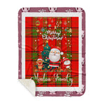 Personalized Gift Tartan Plaid Blanket Clan Maxton With Funny Santa Snowman Reindeer Merry Christmas Gift Sherpa Blanket, blue plaid sherpa blanket,blue tartan sherpa blanket,Buchan,buffalo plaid sherpa blanket,christmas sherpa blanket,Christmas Throw Blanket