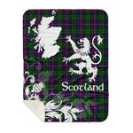 Sherpa Blanket - Tartan Blanket Thistle and Lion Scottish Clan Morrison Plaid Blanket, plaid sherpa blanket queen,purple sherpa blanket,queen sherpa blanket,queen size sherpa blanket,red sherpa blanket,scottish tartan blankets,sherpa blanket,sherpa christmas blanket