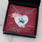 Sea Turtle Necklace Gift for My Beautiful Girlfriend Valentines Necklace Clan Lumsden of Clova Tartan Blue Turtle Necklace