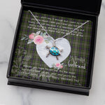 Sea Turtle Necklace Gift for My Beautiful Girlfriend Valentines Necklace Clan Davidson Tulloch Dress Tartan Blue Turtle Necklace