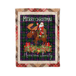 Personalized Gift Plaid Tartan Blanket Clan Morrison With Moose Lover Xmas Gift Santa Riding Christmas Fleece Blanket