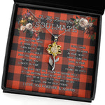 To My Beautiful Soulmate Sunflower Necklace In Your Eyes I Have Found My Home Clan Rob Roy MacGregor Ancient Tartan Jewelry For Girlfriend, Tartan Sunflower Pendant Necklace, Scottish Tartan Jewelry, valentine necklace, necklace girlfriend, necklace for wife, cute necklaces for girlfriend, jewelry for girlfriend, to my soulmate necklace, to my future wife necklace