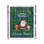 Personalized Gift Tartan Plaid Blanket Clan Duncan Ancient With Funny Santa Snowman Reindeer Merry Christmas Fleece Blanket, Home Living Room, Plaid Blanket, Tartan Blanket, Scottish Blanket, Buffalo fleece blanket, Christmas Blanket
