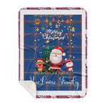Personalized Gift Tartan Plaid Blanket Clan MacLaine of Loch Buie Hunting With Funny Santa Snowman Reindeer Merry Christmas Gift Sherpa Blanket, blue plaid sherpa blanket,blue tartan sherpa blanket,Buchan,buffalo plaid sherpa blanket,christmas sherpa blanket,Christmas Throw Blanket