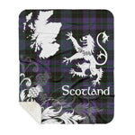 Sherpa Blanket - Tartan Blanket Thistle and Lion Scottish Clan Clergy Purple Plaid Blanket, plaid sherpa blanket queen,purple sherpa blanket,queen sherpa blanket,queen size sherpa blanket,red sherpa blanket,scottish tartan blankets,sherpa blanket,sherpa christmas blanket
