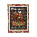 Personalized Gift Plaid Tartan Blanket Clan Fraser Hunting With Moose Lover Xmas Gift Santa Riding Christmas Fleece Blanket