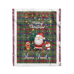 Personalized Gift Tartan Plaid Blanket Clan Shaw Green Modern With Funny Santa Snowman Reindeer Merry Christmas Fleece Blanket, Home Living Room, Plaid Blanket, Tartan Blanket, Scottish Blanket, Buffalo fleece blanket, Christmas Blanket