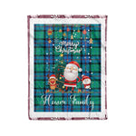 Personalized Gift Tartan Plaid Blanket Clan Flower Of Scotland With Funny Santa Snowman Reindeer Merry Christmas Fleece Blanket, Home Living Room, Plaid Blanket, Tartan Blanket, Scottish Blanket, Buffalo fleece blanket, Christmas Blanket