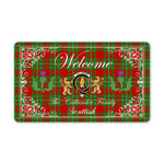 Doormat - Welcome Mat Scottish Clan Callander Tartan Door Mat, Plaid Doormat With Thistle and Two Lion Scottish