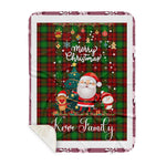 Personalized Gift Tartan Plaid Blanket Clan Kerr Modern With Funny Santa Snowman Reindeer Merry Christmas Gift Sherpa Blanket, blue plaid sherpa blanket,blue tartan sherpa blanket,Buchan,buffalo plaid sherpa blanket,christmas sherpa blanket,Christmas Throw Blanket