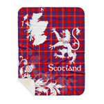 Sherpa Blanket - Tartan Blanket Thistle and Lion Scottish Clan Hamilton Modern Plaid Blanket, plaid sherpa blanket queen,purple sherpa blanket,queen sherpa blanket,queen size sherpa blanket,red sherpa blanket,scottish tartan blankets,sherpa blanket,sherpa christmas blanket