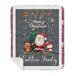 Personalized Gift Tartan Plaid Blanket Clan Gladstone Hunting With Funny Santa Snowman Reindeer Merry Christmas Gift Sherpa Blanket, blue plaid sherpa blanket,blue tartan sherpa blanket,Buchan,buffalo plaid sherpa blanket,christmas sherpa blanket,Christmas Throw Blanket