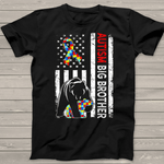 Scotstee Shop - Distressed American Flag Autism Big Brother Bear Awareness 4th Of July Shirt autism awareness shirts