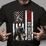 Scotstee Shop - Distressed American Flag Autism Big Brother Bear Awareness 4th Of July Shirt autism awareness shirts