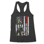 Distressed American Flag Autism Big Brother Bear Awareness Women's Tank Top autism awareness shirts - Scotstee Shop