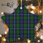 Donnachaidh (Robertson) Green Tartan Ornament Star Ornament, Christmas Star Decorations, ceramic ornament, Plaid Star Ceramic Ornament, Christmas Ornament Decorations Gift