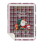 Personalized Gift Tartan Plaid Blanket Clan Little Dress With Funny Santa Snowman Reindeer Merry Christmas Gift Sherpa Blanket, blue plaid sherpa blanket,blue tartan sherpa blanket,Buchan,buffalo plaid sherpa blanket,christmas sherpa blanket,Christmas Throw Blanket