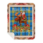 Personalized Gift Plaid Tartan Blanket Clan Laing With Moose Lover Xmas Gift Santa Riding Buffalo Plaid Christmas Sherpa Blanket