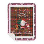 Personalized Gift Tartan Plaid Blanket Clan Cumming Weathered With Funny Santa Snowman Reindeer Merry Christmas Gift Sherpa Blanket, blue plaid sherpa blanket,blue tartan sherpa blanket,Buchan,buffalo plaid sherpa blanket,christmas sherpa blanket,Christmas Throw Blanket