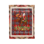 Personalized Gift Plaid Tartan Blanket Clan MacFarlane With Moose Lover Xmas Gift Santa Riding Christmas Fleece Blanket