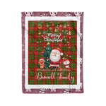 Personalized Gift Tartan Plaid Blanket Clan Burnett With Funny Santa Snowman Reindeer Merry Christmas Fleece Blanket, Home Living Room, Plaid Blanket, Tartan Blanket, Scottish Blanket, Buffalo fleece blanket, Christmas Blanket