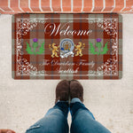 Doormat - Welcome Mat Scottish Clan Badge Davidson Dress Dancers Tartan Door Mat, Plaid Doormat With Thistle and Two Lion Scottish
