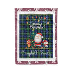 Personalized Gift Tartan Plaid Blanket Clan Campbell Argyll Ancient With Funny Santa Snowman Reindeer Merry Christmas Fleece Blanket, Home Living Room, Plaid Blanket, Tartan Blanket, Scottish Blanket, Buffalo fleece blanket, Christmas Blanket