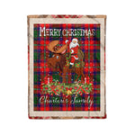 Personalized Gift Plaid Tartan Blanket Clan Charteris With Moose Lover Xmas Gift Santa Riding Christmas Fleece Blanket