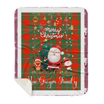 Personalized Gift Tartan Plaid Blanket Clan MacGregor Ancient With Funny Santa Snowman Reindeer Merry Christmas Gift Sherpa Blanket, blue plaid sherpa blanket,blue tartan sherpa blanket,Buchan,buffalo plaid sherpa blanket,christmas sherpa blanket,Christmas Throw Blanket
