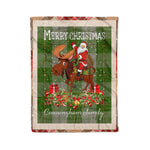 Personalized Gift Plaid Tartan Blanket Clan Cunningham Dress Green Dancers With Moose Lover Xmas Gift Santa Riding Christmas Fleece Blanket