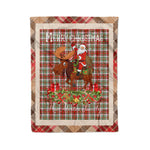 Personalized Gift Plaid Tartan Blanket Clan MacAlister Dress With Moose Lover Xmas Gift Santa Riding Christmas Fleece Blanket