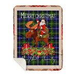 Personalized Gift Plaid Tartan Blanket Clan MacNeill Of Barra Modern With Moose Lover Xmas Gift Santa Riding Plaid Christmas Sherpa Blanket