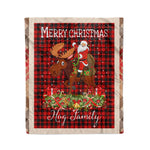 Personalized Gift Plaid Tartan Blanket Clan Hog With Moose Lover Xmas Gift Santa Riding Christmas Fleece Blanket
