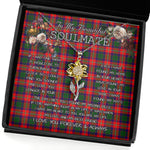 To My Beautiful Soulmate Sunflower Necklace In Your Eyes I Have Found My Home Clan Charteris Tartan Jewelry For Girlfriend, Tartan Sunflower Pendant Necklace, Scottish Tartan Jewelry, valentine necklace, necklace girlfriend, necklace for wife, cute necklaces for girlfriend, jewelry for girlfriend, to my soulmate necklace, to my future wife necklace