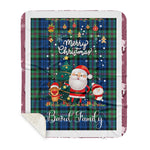 Personalized Gift Tartan Plaid Blanket Clan Baird Ancient With Funny Santa Snowman Reindeer Merry Christmas Gift Sherpa Blanket, blue plaid sherpa blanket,blue tartan sherpa blanket,Buchan,buffalo plaid sherpa blanket,christmas sherpa blanket,Christmas Throw Blanket