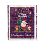 Personalized Gift Tartan Plaid Blanket Clan Montgomery With Funny Santa Snowman Reindeer Merry Christmas Fleece Blanket, Home Living Room, Plaid Blanket, Tartan Blanket, Scottish Blanket, Buffalo fleece blanket, Christmas Blanket