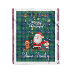 Personalized Gift Tartan Plaid Blanket Clan Shaw Ancient With Funny Santa Snowman Reindeer Merry Christmas Fleece Blanket, Home Living Room, Plaid Blanket, Tartan Blanket, Scottish Blanket, Buffalo fleece blanket, Christmas Blanket