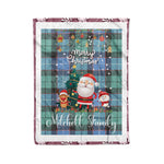 Personalized Gift Tartan Plaid Blanket Clan Mitchell Ancient With Funny Santa Snowman Reindeer Merry Christmas Fleece Blanket, Home Living Room, Plaid Blanket, Tartan Blanket, Scottish Blanket, Buffalo fleece blanket, Christmas Blanket