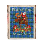 Personalized Gift Plaid Tartan Blanket Clan Falconer With Moose Lover Xmas Gift Santa Riding Christmas Fleece Blanket
