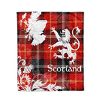 Scotstee Shop Tartan Plaid Fleece Blankets Thistle and Lion Scottish Clan Marjoribanks Plaid Blanket