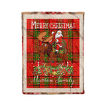 Personalized Gift Plaid Tartan Blanket Clan Maxton With Moose Lover Xmas Gift Santa Riding Christmas Fleece Blanket