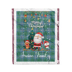 Personalized Gift Tartan Plaid Blanket Clan Irvine With Funny Santa Snowman Reindeer Merry Christmas Fleece Blanket, Home Living Room, Plaid Blanket, Tartan Blanket, Scottish Blanket, Buffalo fleece blanket, Christmas Blanket