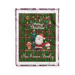 Personalized Gift Tartan Plaid Blanket Clan MacKinnon Hunting Modern With Funny Santa Snowman Reindeer Merry Christmas Fleece Blanket, Home Living Room, Plaid Blanket, Tartan Blanket, Scottish Blanket, Buffalo fleece blanket, Christmas Blanket