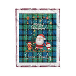 Personalized Gift Tartan Plaid Blanket Clan Gunn Ancient With Funny Santa Snowman Reindeer Merry Christmas Fleece Blanket, Christmas Blanket, Plaid Blanket, Tartan Blanket,Scottish Blanket