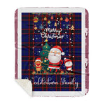 Personalized Gift Tartan Plaid Blanket Clan Wedderburn With Funny Santa Snowman Reindeer Merry Christmas Gift Sherpa Blanket, blue plaid sherpa blanket,blue tartan sherpa blanket,Buchan,buffalo plaid sherpa blanket,christmas sherpa blanket,Christmas Throw Blanket
