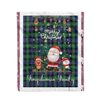 Personalized Gift Tartan Plaid Blanket Clan Farquharson Ancient With Funny Santa Snowman Reindeer Merry Christmas Fleece Blanket, Home Living Room, Plaid Blanket, Tartan Blanket, Scottish Blanket, Buffalo fleece blanket, Christmas Blanket