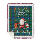 Personalized Gift Tartan Plaid Blanket Clan Lauder With Funny Santa Snowman Reindeer Merry Christmas Gift Sherpa Blanket, blue plaid sherpa blanket,blue tartan sherpa blanket,Buchan,buffalo plaid sherpa blanket,christmas sherpa blanket,Christmas Throw Blanket