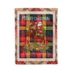 Personalized Gift Plaid Tartan Blanket Clan Masterton Bcn With Moose Lover Xmas Gift Santa Riding Christmas Fleece Blanket